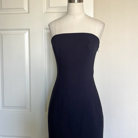 Cinq A Sept Calvina Navy Blue Strapless Ruffle Hem Dress Size 4 - Picture 5 of 9